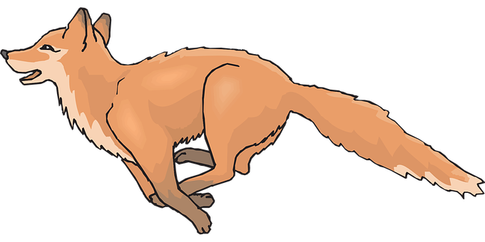 Running Fox Illustration PNG Image