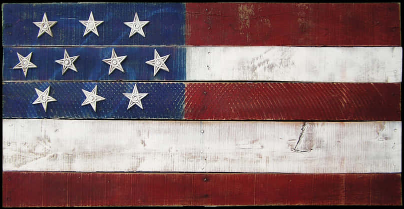 Rustic American Flag Wooden Texture PNG Image