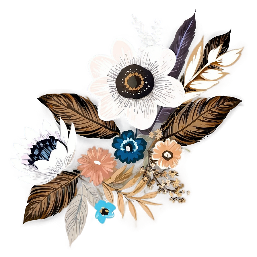 Rustic Boho Flowers Clipart Png 06272024 PNG Image