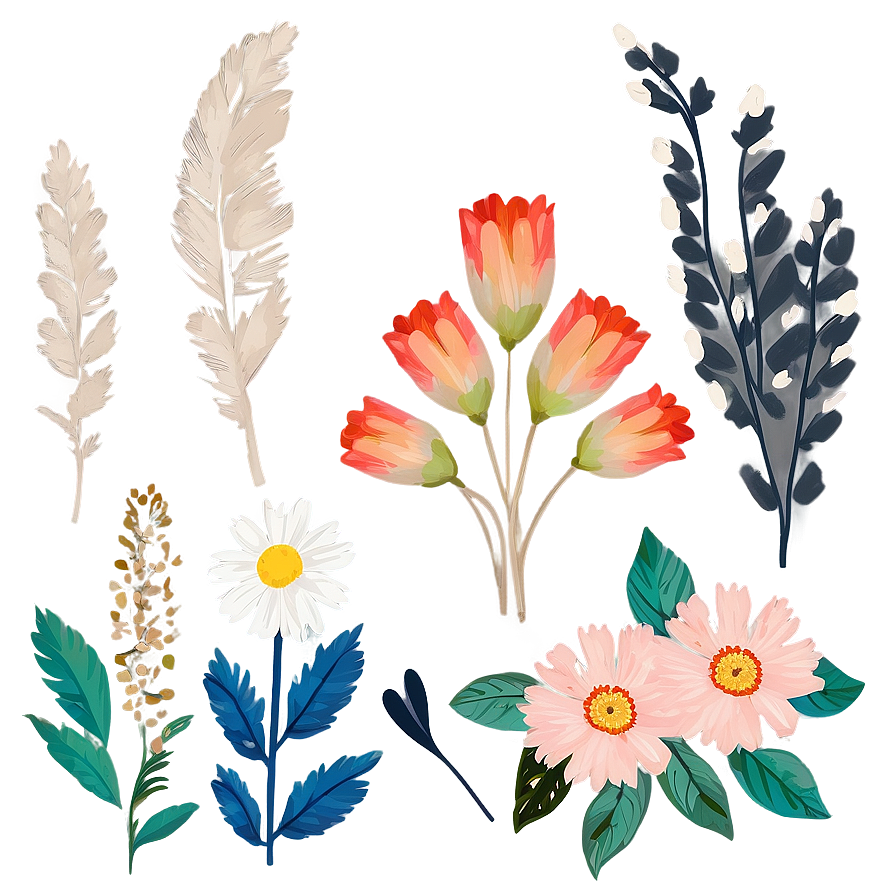 Rustic Boho Flowers Clipart Png 16 PNG Image