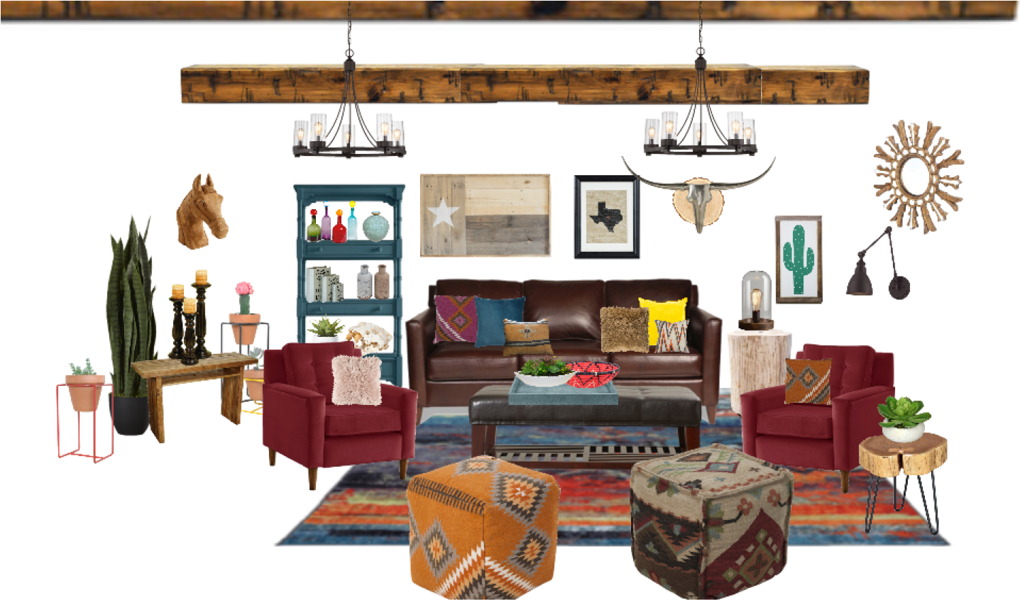 Rustic Chic Living Room Decor PNG Image