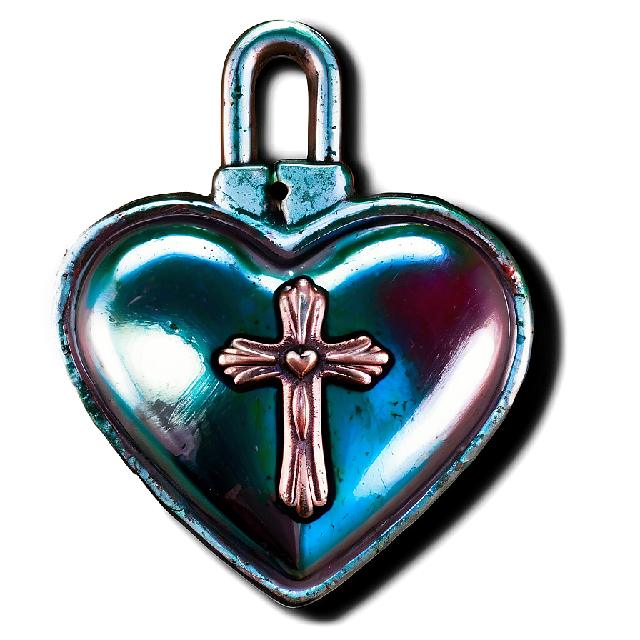 Rustic Chrome Heart Cross Image Png Nex63 PNG Image