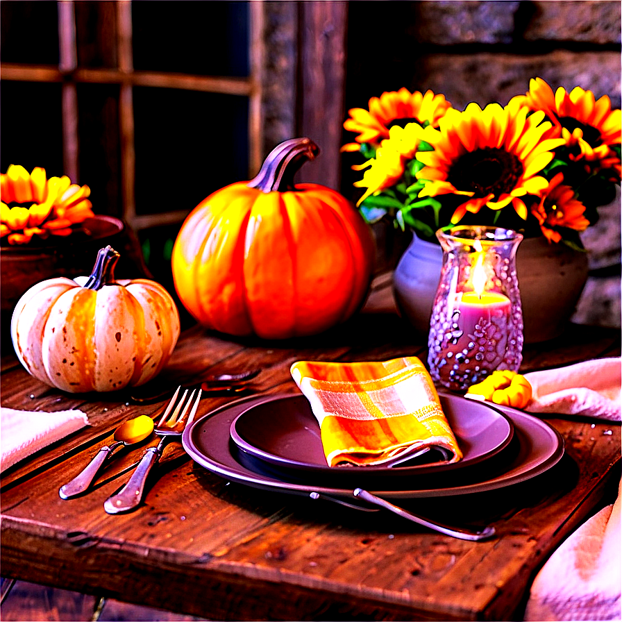 Rustic Fall Table Setting Png Pvg PNG Image