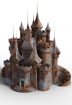 Rustic Fantasy Castle Model PNG Image