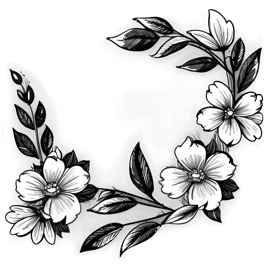 Rustic Flower Black And White Png 05252024 PNG Image