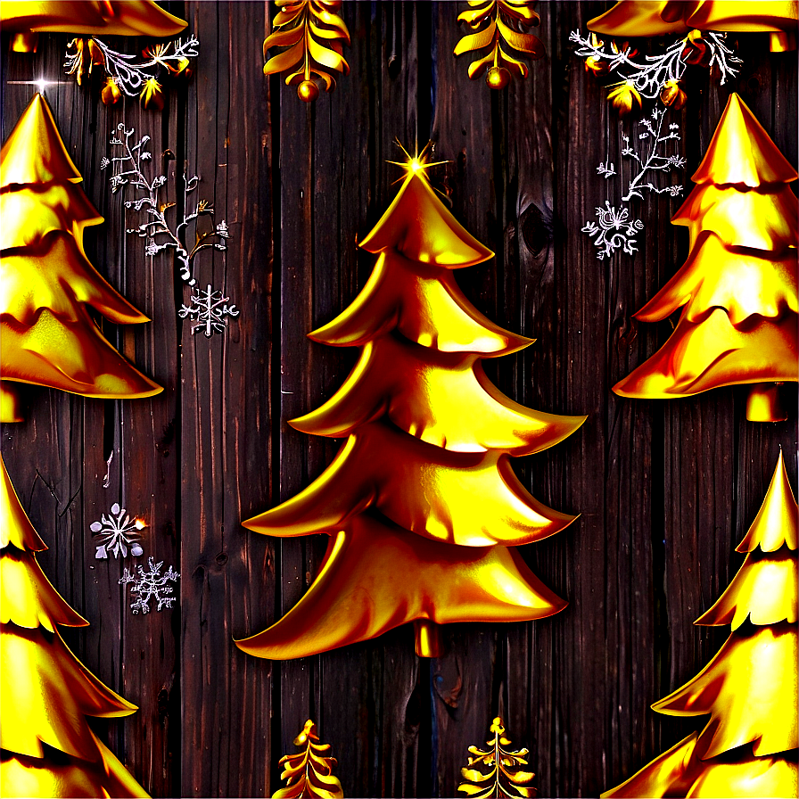 Rustic Gold Christmas Tree Themes Png Ebj PNG Image