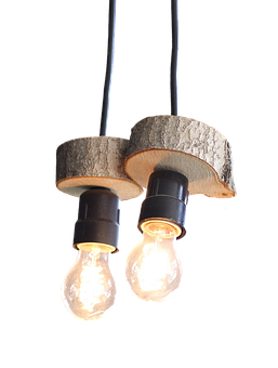 Rustic Log Pendant Lights PNG Image