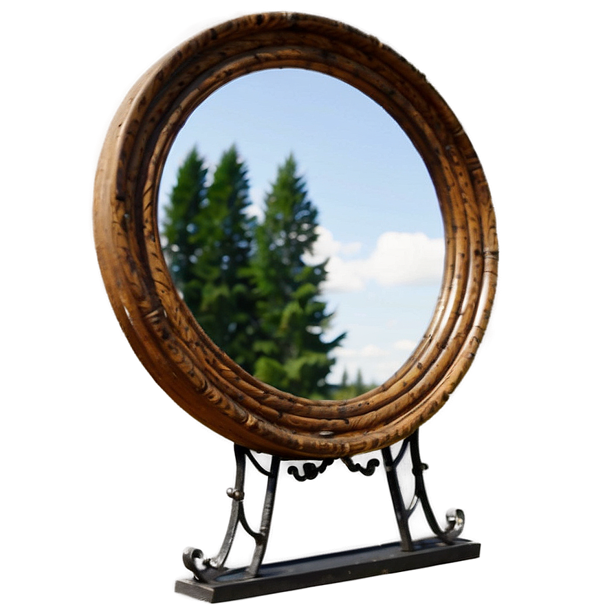 Rustic Round Mirror Png 06292024 PNG Image