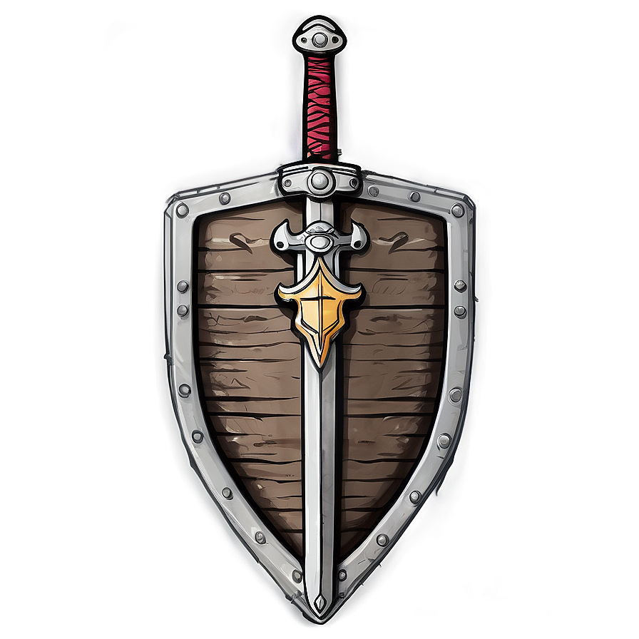 Rustic Sword And Shield Sketch Png 90 PNG Image