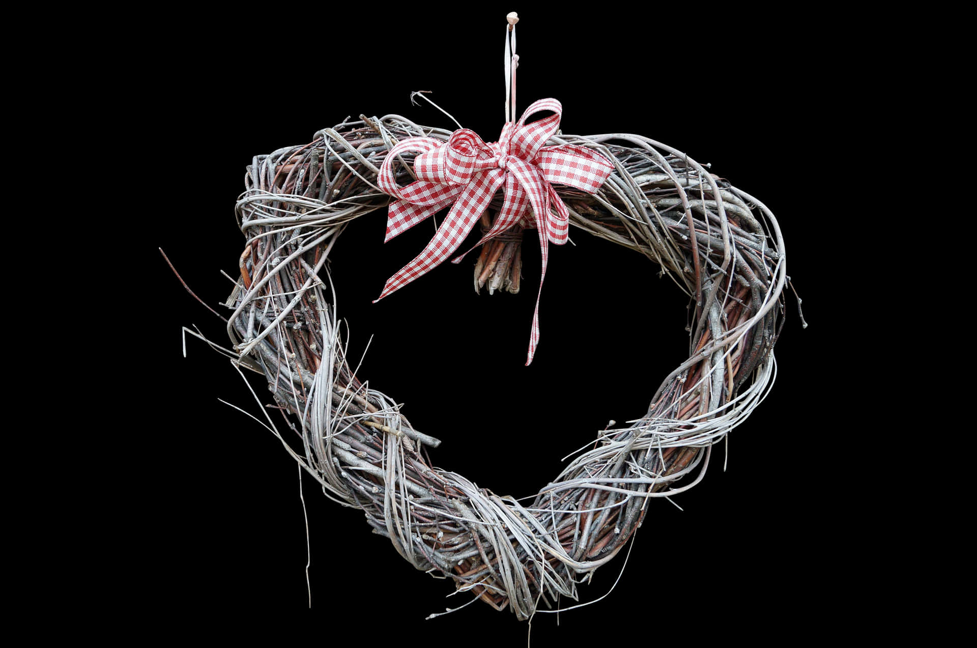 Rustic Twig Heartwith Bow PNG Image