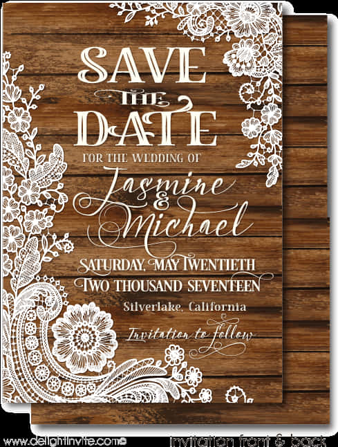 Rustic Wedding Save The Date Invitation PNG Image