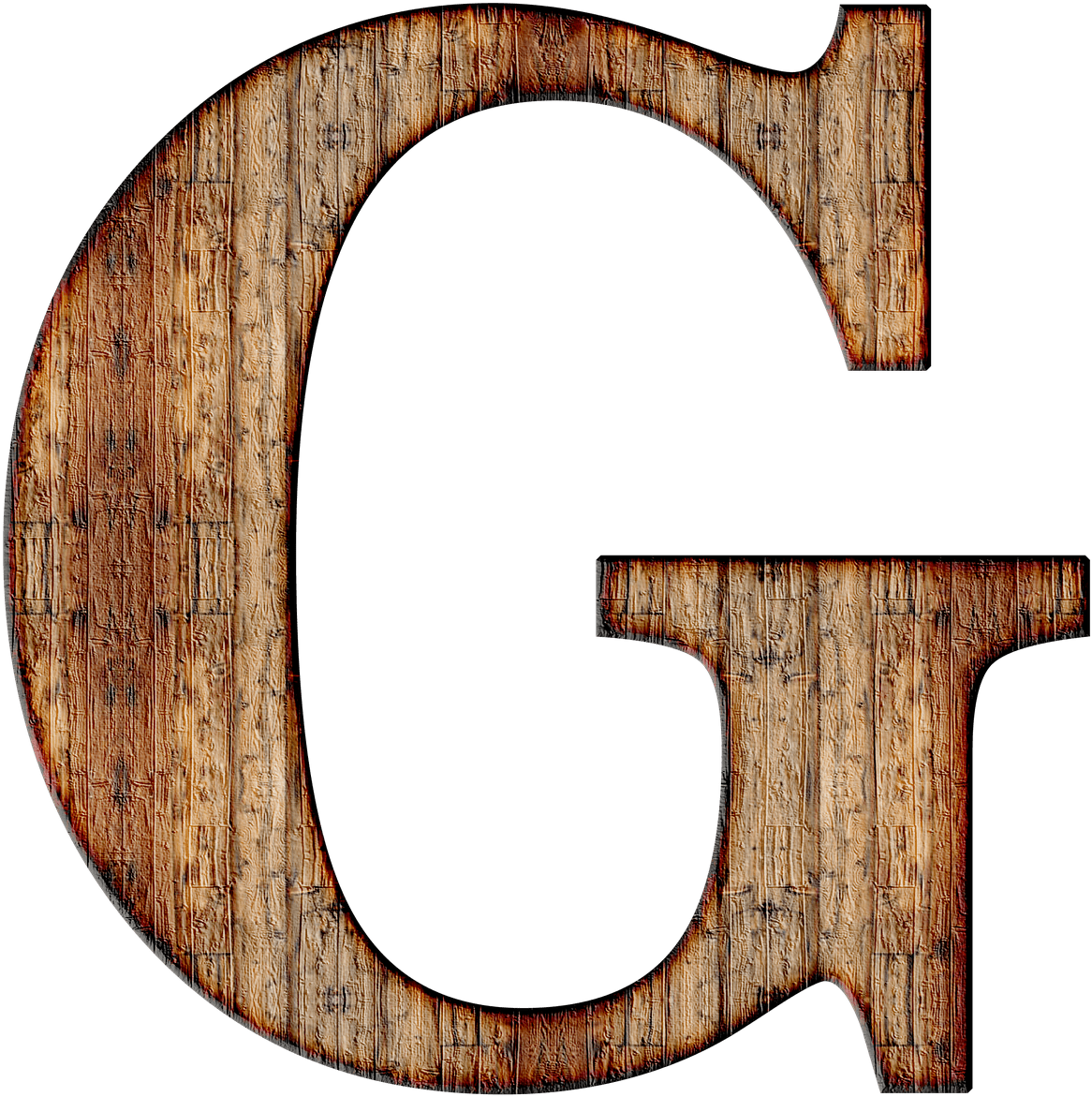 Rustic Wooden Letter G PNG Image