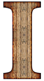 Rustic Wooden Letter I PNG Image