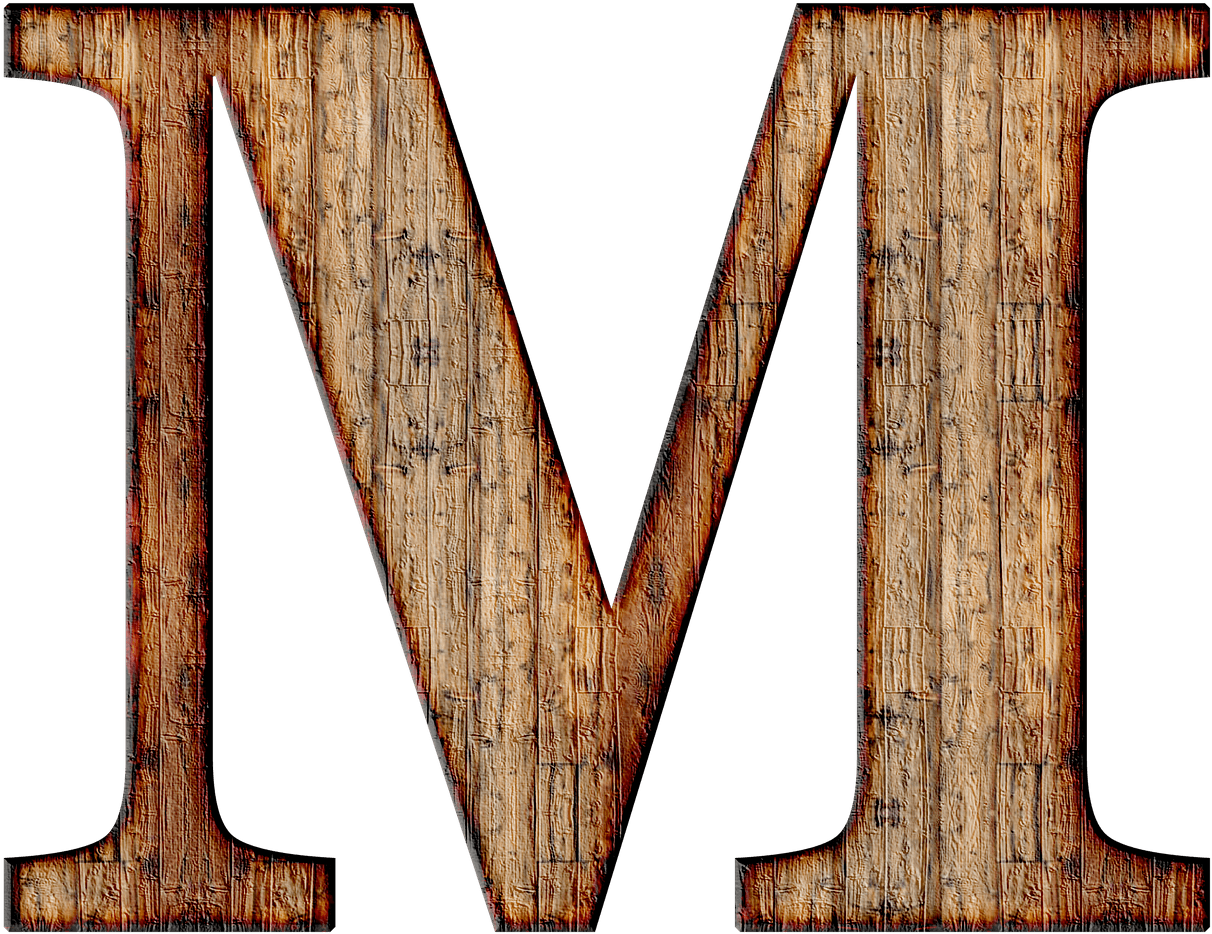 Rustic Wooden Letter M PNG Image