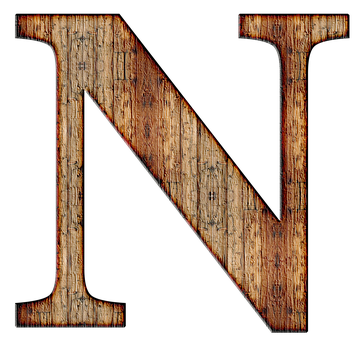 Rustic Wooden Letter N PNG Image