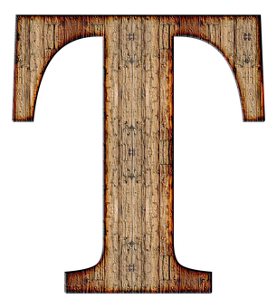 Rustic Wooden Letter T PNG Image