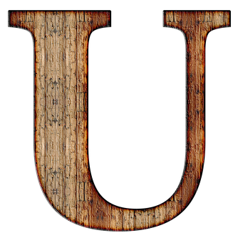 Rustic Wooden Letter U PNG Image