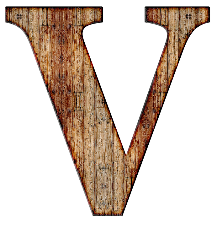 Rustic Wooden Letter V PNG Image