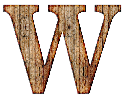 Rustic Wooden Letter W PNG Image