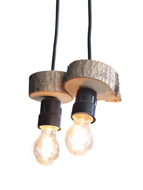 Rustic Wooden Pendant Lights PNG Image