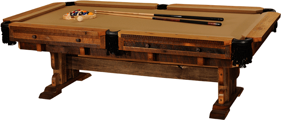 Rustic Wooden Pool Table PNG Image