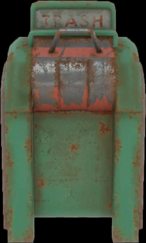 Rusty Green Trash Can PNG Image