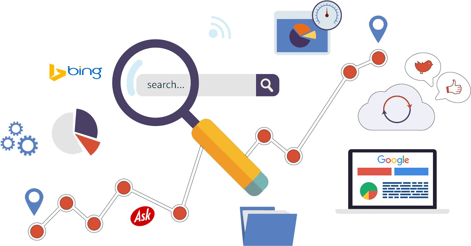 S E O Conceptsand Search Engines Illustration PNG Image