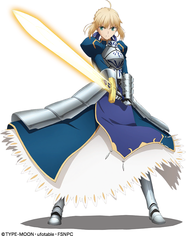 Saber Anime Character With Sword PNG Image