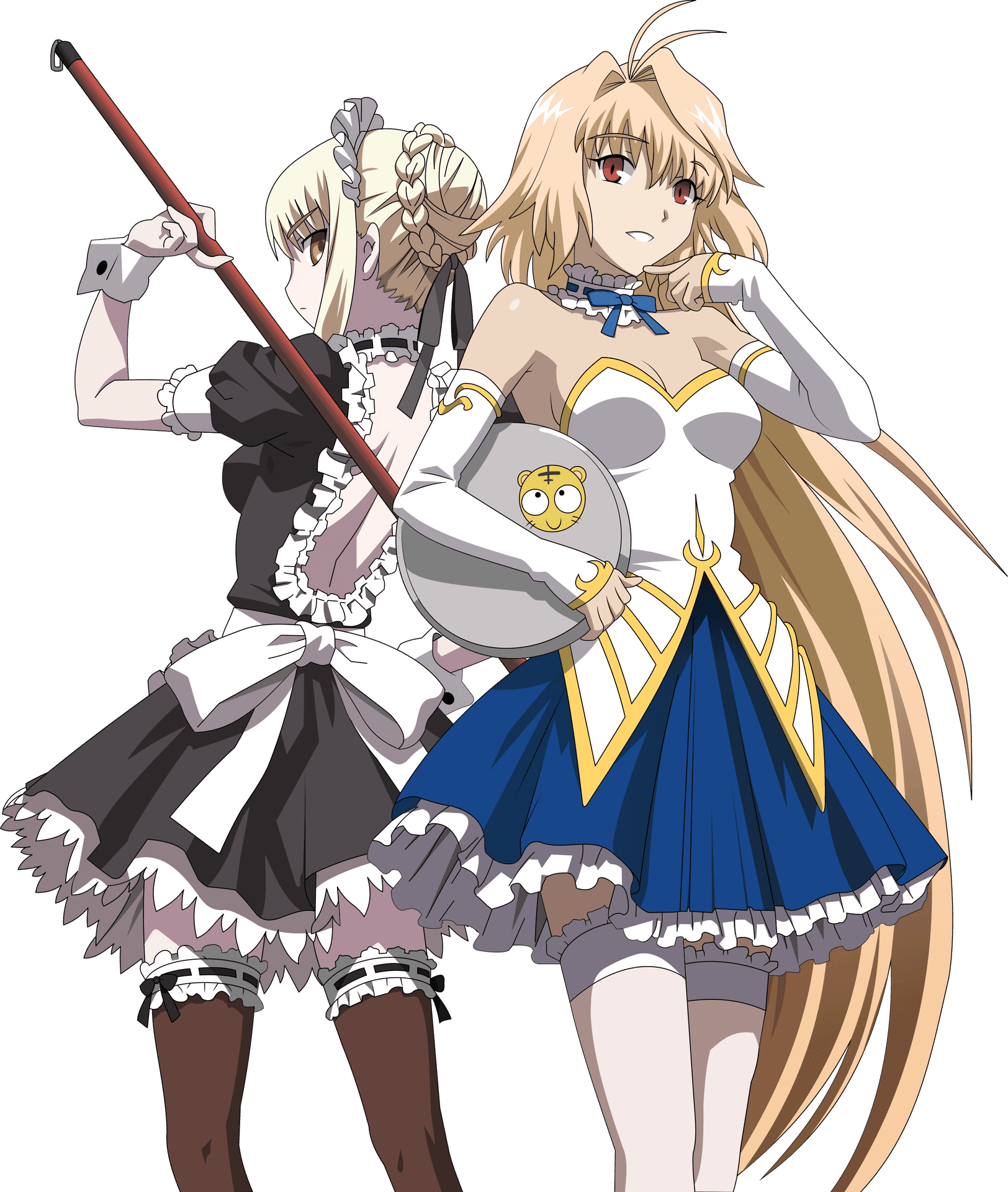 Saberand Maid Anime Characters PNG Image