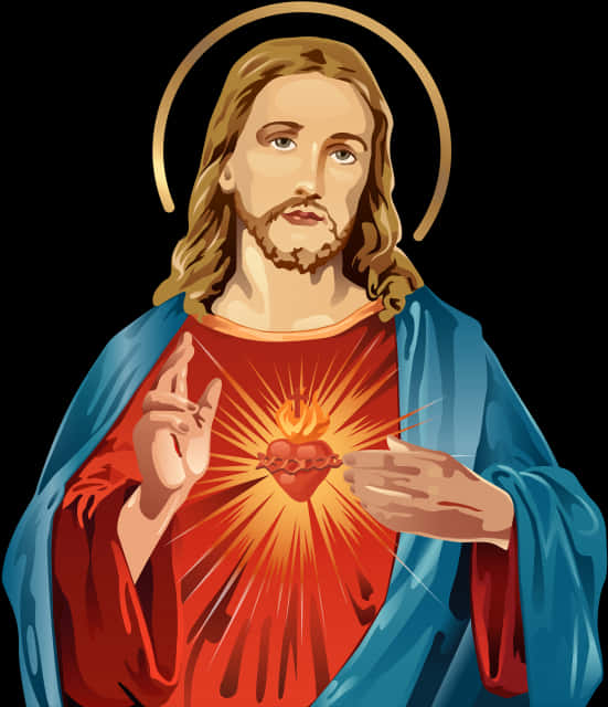 Sacred Heart Of Jesus_ Illustration PNG Image