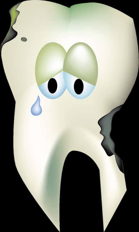 Sad Decayed Tooth Cartoon PNG Image