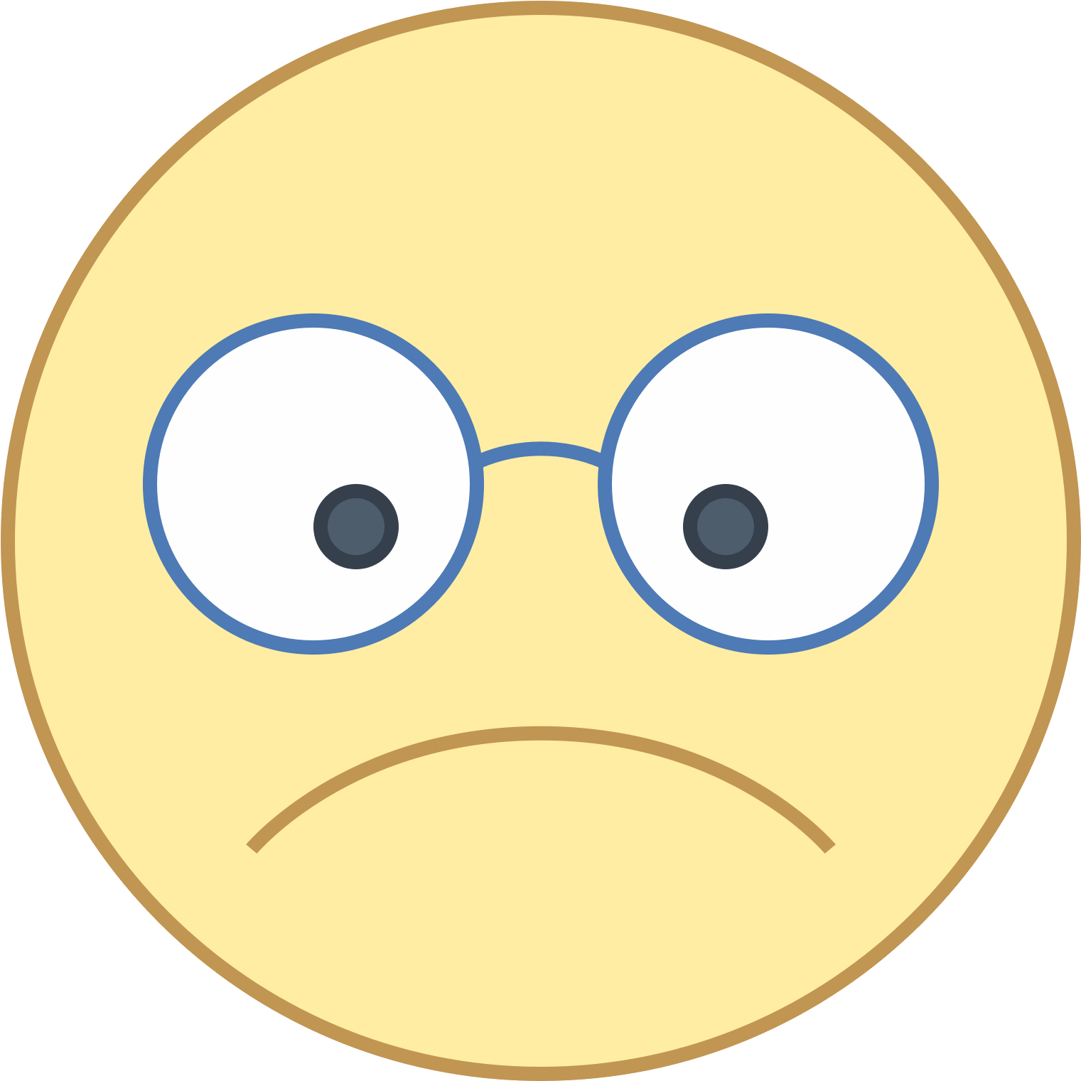 Sad Face Emojiwith Glasses PNG Image