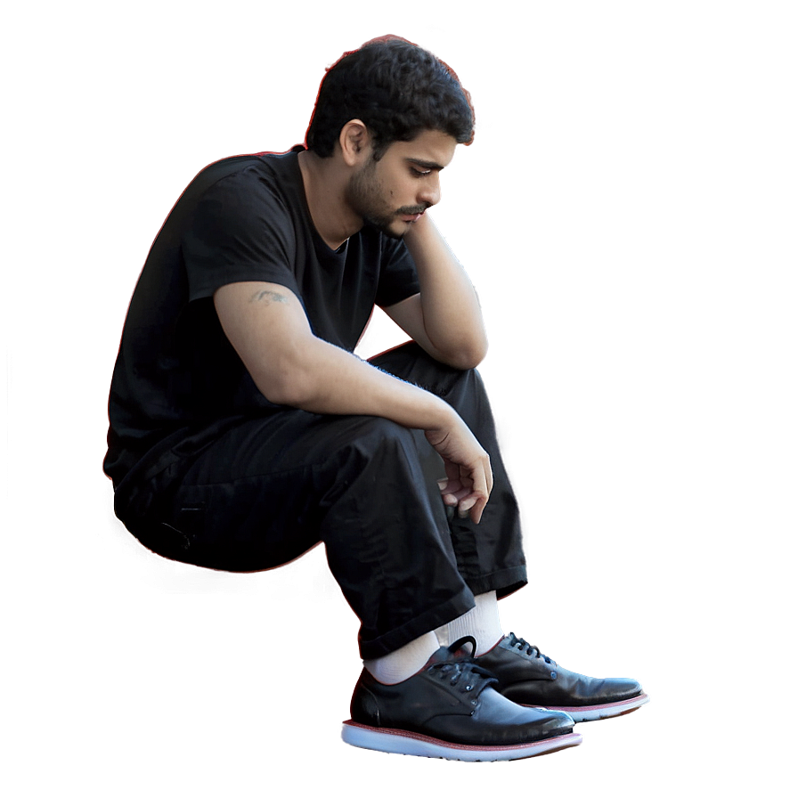 Sad Man Sitting Png Qhc PNG Image