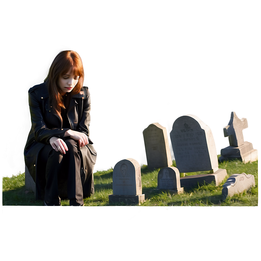 Sad Person At Graveyard Png Xbc PNG Image