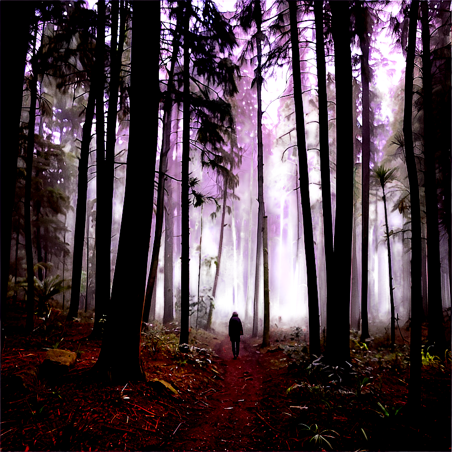 Sad Person In Misty Forest Png Oug PNG Image