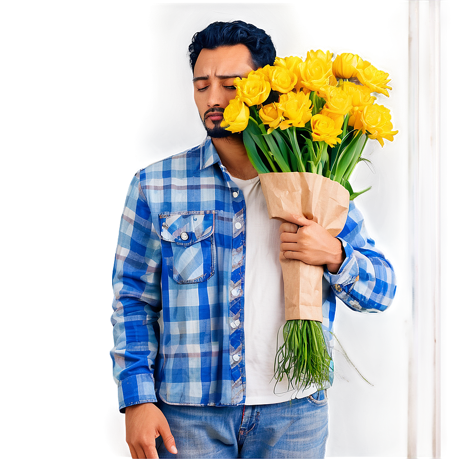 Sad Person With Drooping Flowers Png Gsa PNG Image