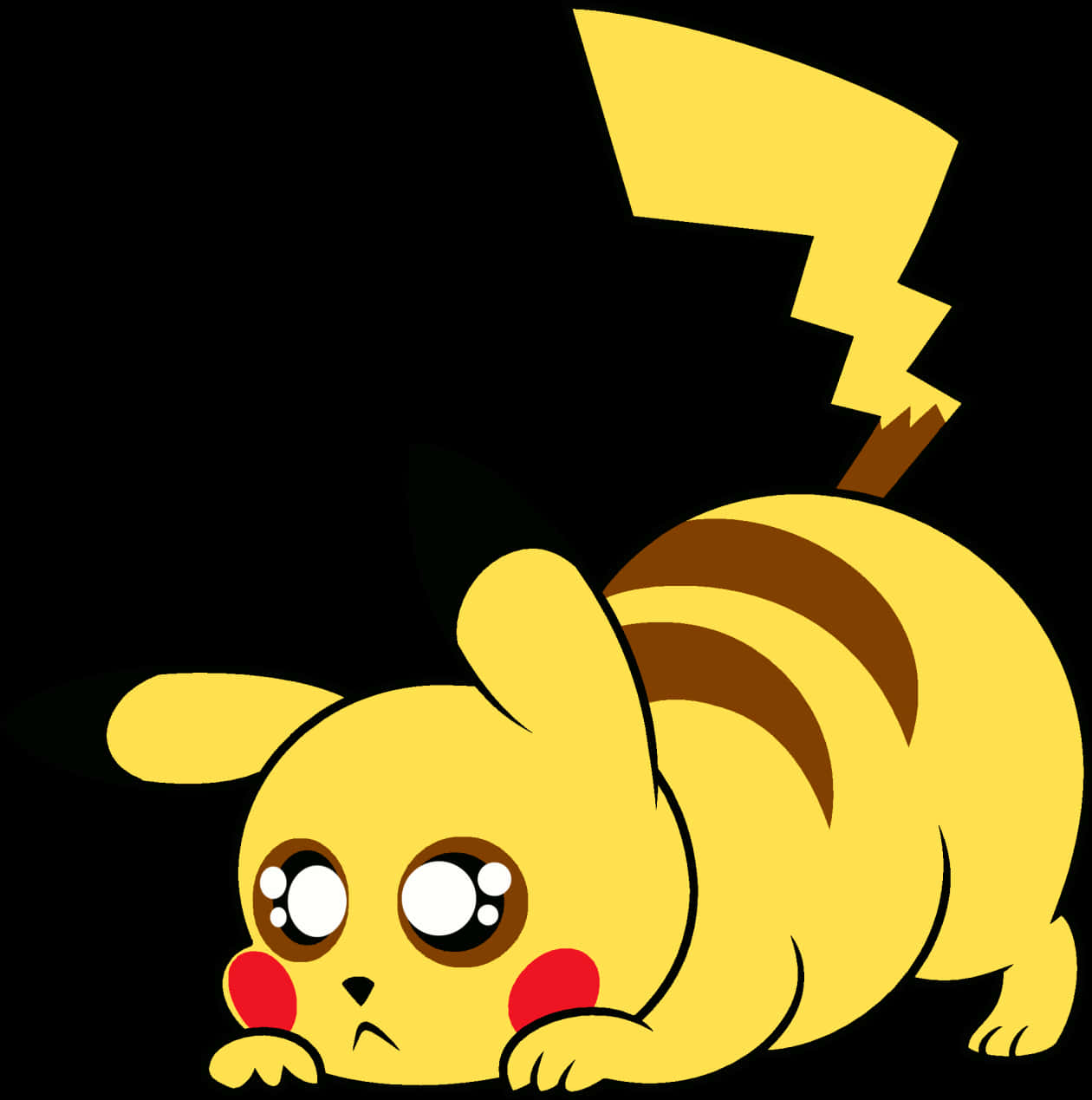 Sad Pikachu Black Background PNG Image