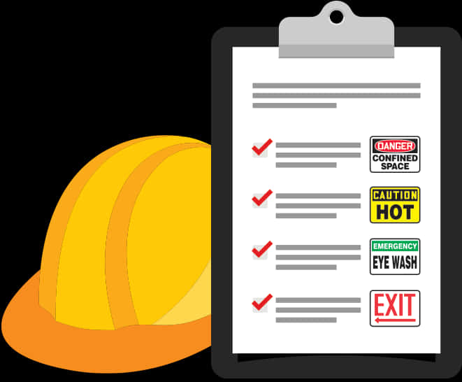 Safety Helmetand Checklist Vector PNG Image