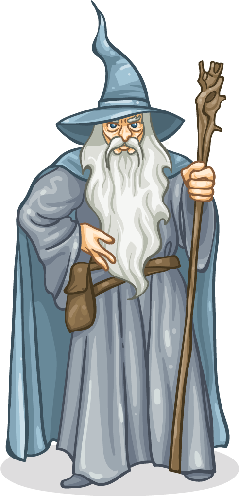 Sage Wizardwith Staffand Blue Robes PNG Image