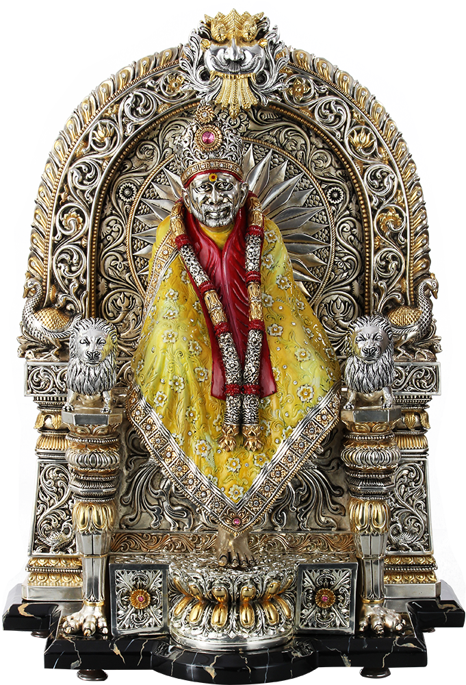 Sai Baba Statue Ornate Throne.png PNG Image