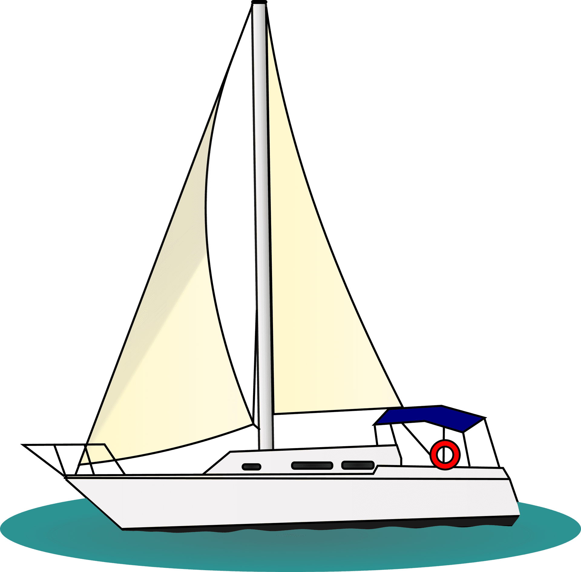 Sailing Yacht Illustration.png PNG Image