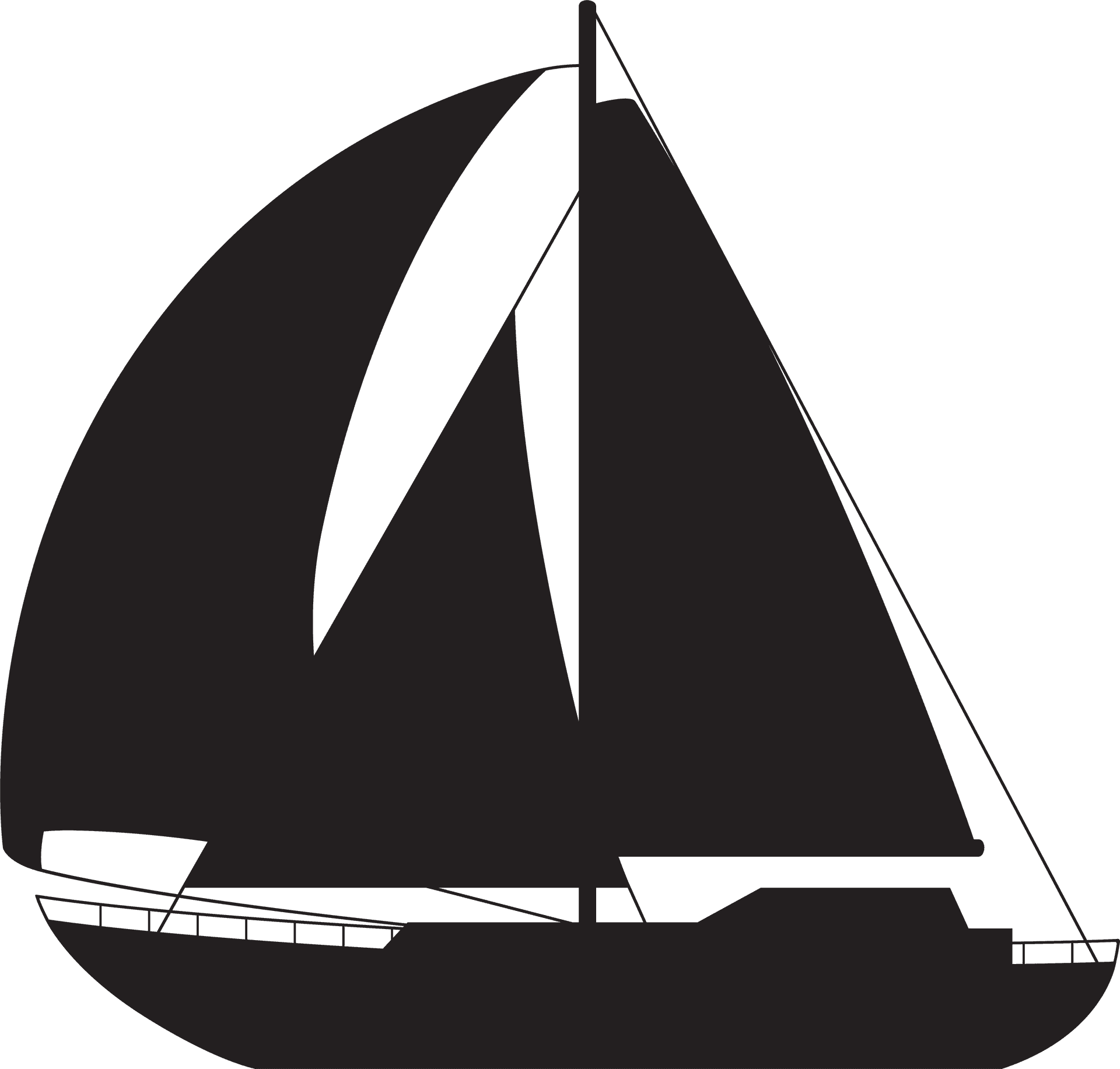 Sailing Yacht Silhouette PNG Image