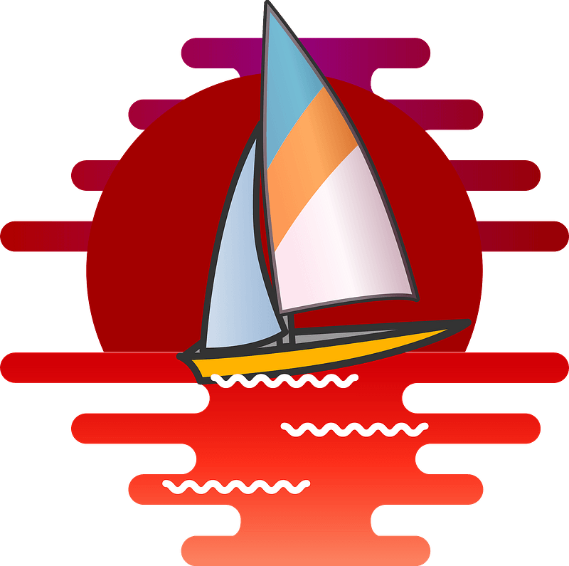 Sailing Yacht Sunset Illustration PNG Image