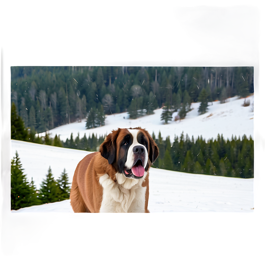 Saint Bernard In Snow Scene Png 6 PNG Image