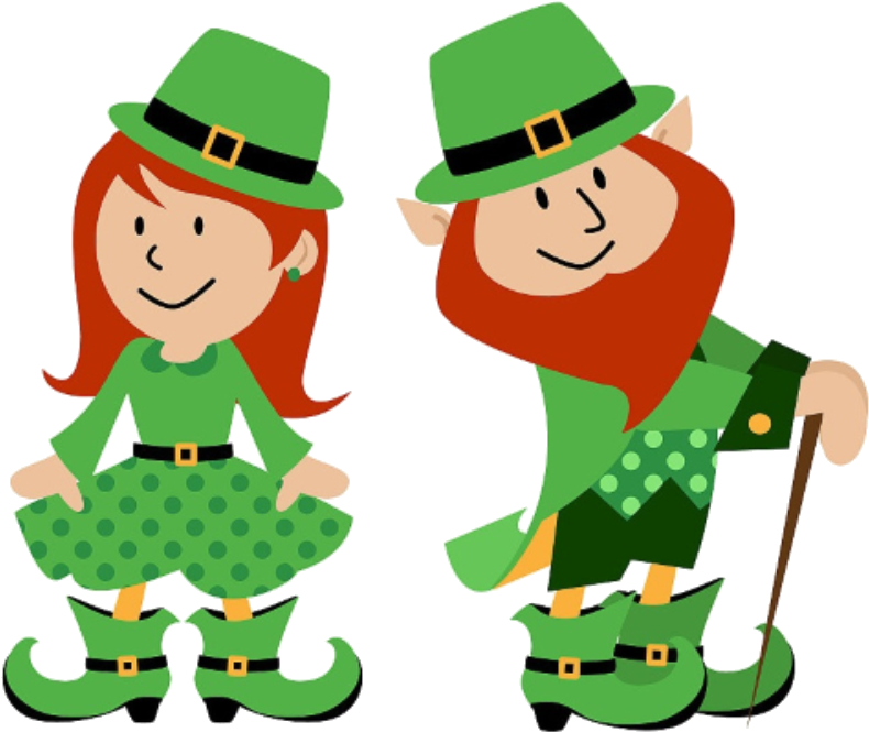 Saint Patricks Day Leprechaun Couple Cartoon PNG Image