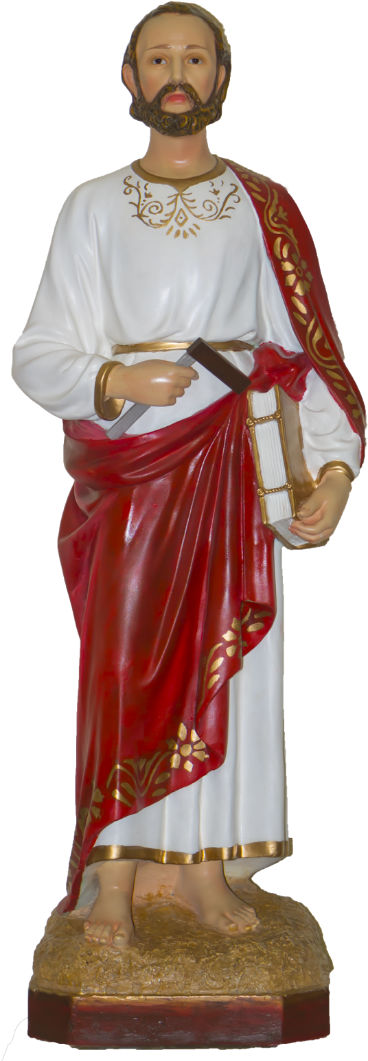 Saint Statue Redand White Robe PNG Image