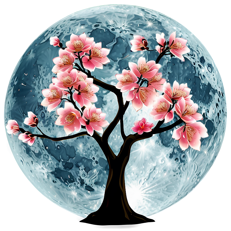 Sakura Tree In Full Moon Png Atg51 PNG Image