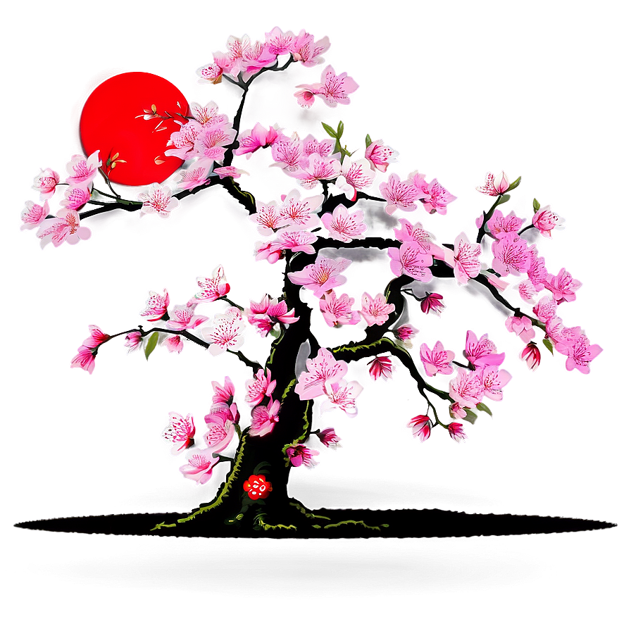 Sakura Tree In Traditional Kimono Setting Png 06122024 PNG Image