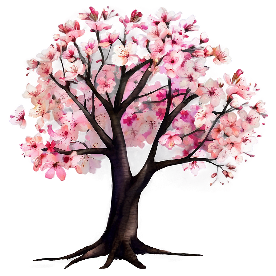 Sakura Tree In Watercolor Style Png Unb PNG Image