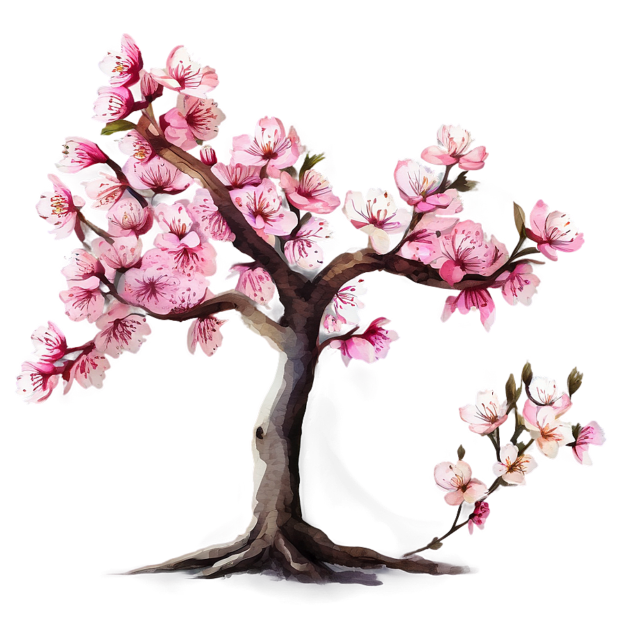 Sakura Tree In Watercolor Style Png Yev24 PNG Image